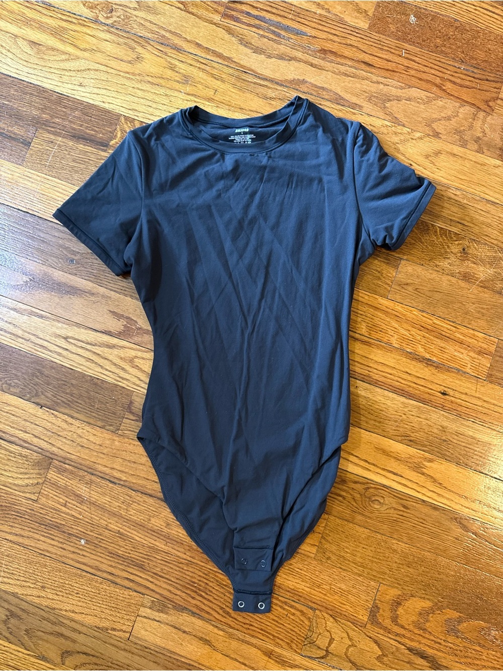 SKIMS Black Short-Sleeve Crewneck Bodysuit